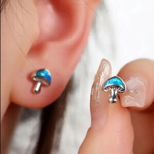 Enamel Mushroom Design Stud Earrings - New